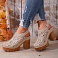 thumbnail image 6 of Bkhluea Women Floral Cutout Slingback Platform Block Heel Sandals Comfortable Footwear For Office Party Casual Outdoor Daily Activities, 6 of 7