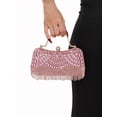 thumbnail image 2 of REMANLAND Women's Sparkling Rhinestone Fringe Evening Handbag with Top Handle and Chain Strap, Pink, 2 of 8