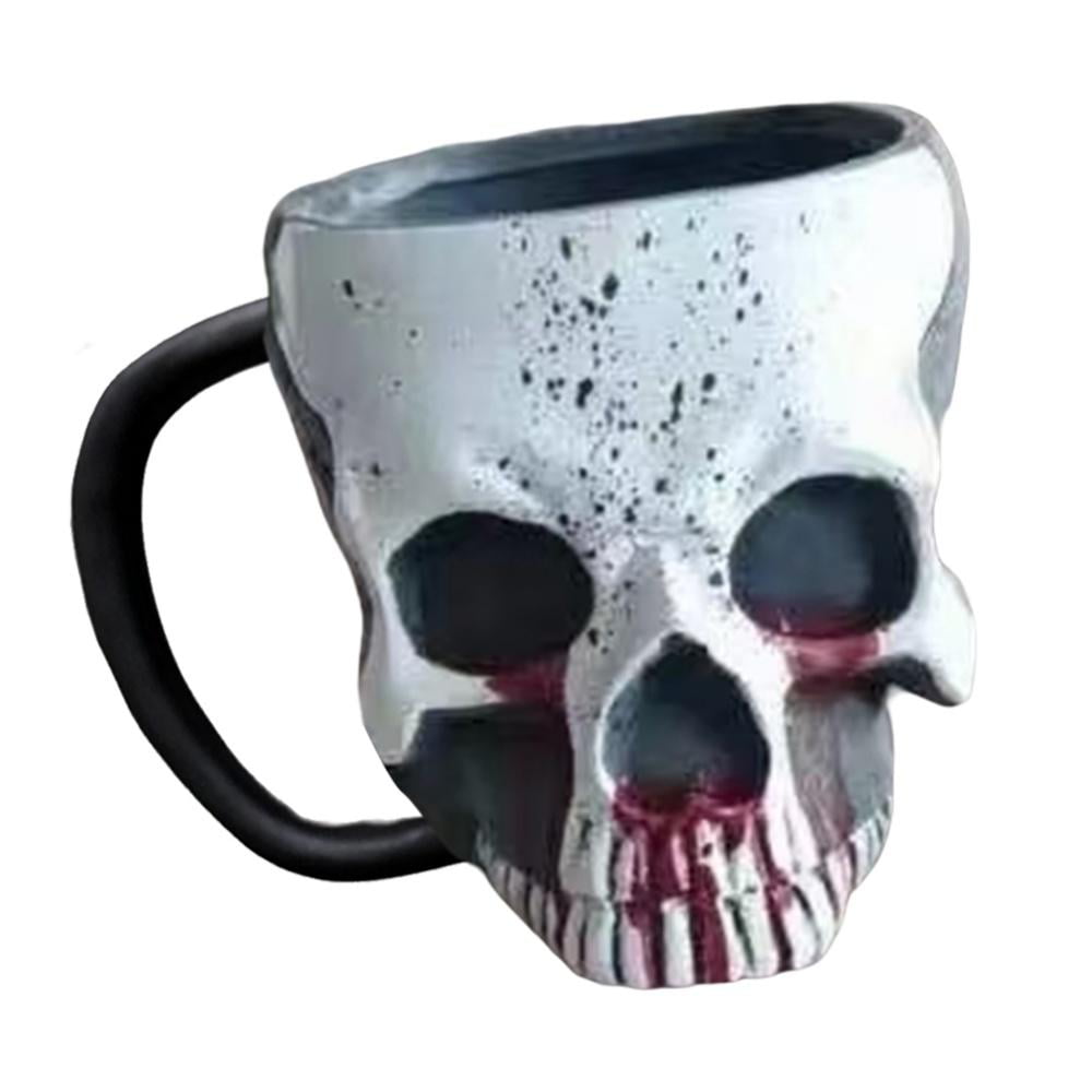 3D Resin Skull Head Cup with Handle Skull Mug Macabre Coffee Mugs/Cup Gothic Creepy Realistic Skull Mug B Halloween Horror Atmosphere Decoration Props Skull Cup 
