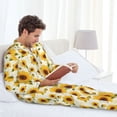 thumbnail image 5 of KLL European-style Pattern Sunflower A Sleepwear Mens Flannel Pajamas,Long Cotton Pj Set, 5 of 7