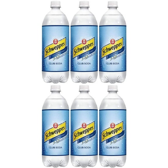 Schweppes Club Soda, 33.8 Oz Bottle (Pack of 6, Total of 202.8 Oz)