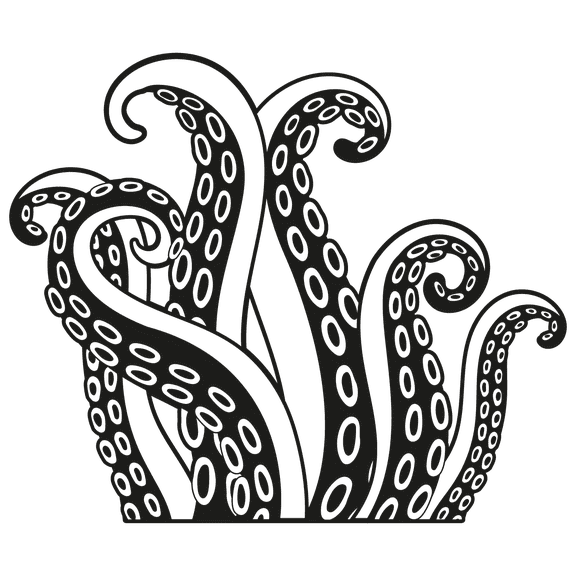 Tentacles From Octopus Black and White Artwork Design for Living Room Vinyl Wall Decal - Sea Creature Art for Bedroom Wall Decoration - 20" x 18"