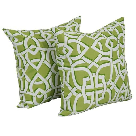 Blazing Needles 9910-S2-OD-110 17 in. Square Polyester Outdoor Throw Pillows, Greystone Willow - Set of 2