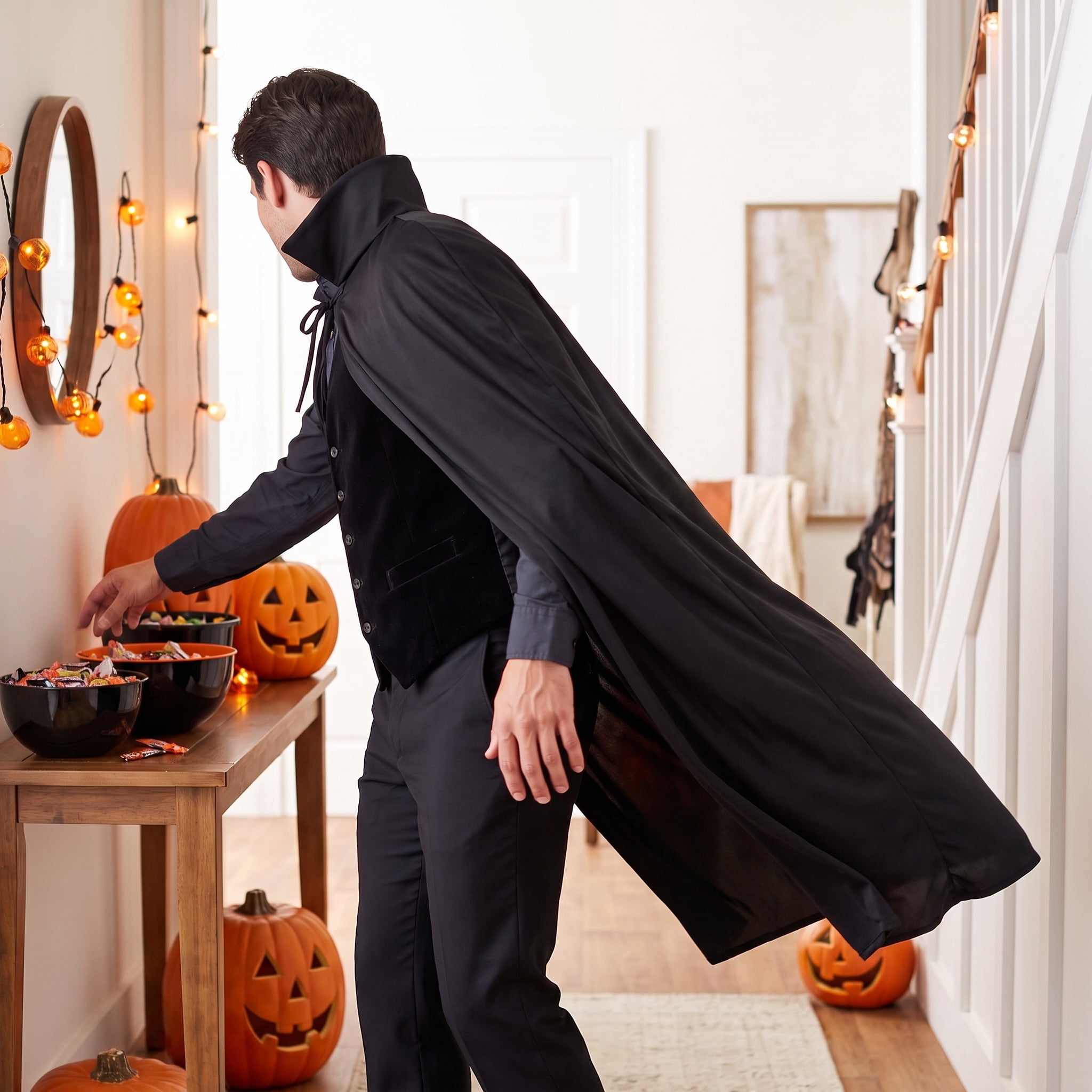 Vampire Cape Costume Accessory for Adults, Black, One Size, Halloween by Way To Celebrate