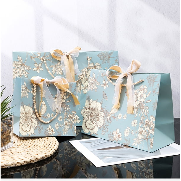 Bolsa de embalaje de regalo con lazo festivo estilo Ins Mori, bolsa de papel portátil, bolsa de compras de ropa impresa, regalo de acompañamiento
