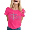 thumbnail image 3 of CAIXIA Easter Day Shirt Women Women T Shirts Short Sleeve Bunny Carrots Graphic Tee Crew Neck Easter Bunny Short Sleeve Shirts Tops for Women, 3 of 6