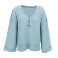 thumbnail image 3 of Vedolay Womens 2023 Sweaters Sweaters for Women Fall 2023 Crewneck Long Sleeve Side Slit Knit Pullover Sweater,Blue XL, 3 of 5