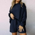 thumbnail image 3 of Scyoekwg Womens 2 Piece Sweatsuit Sets Fall Outfits Long Sleeve Sweatshirt Shorts Matching Outfits Fashion Casual Sweatsuit Tracksuit (Blue,XXXL), 3 of 6