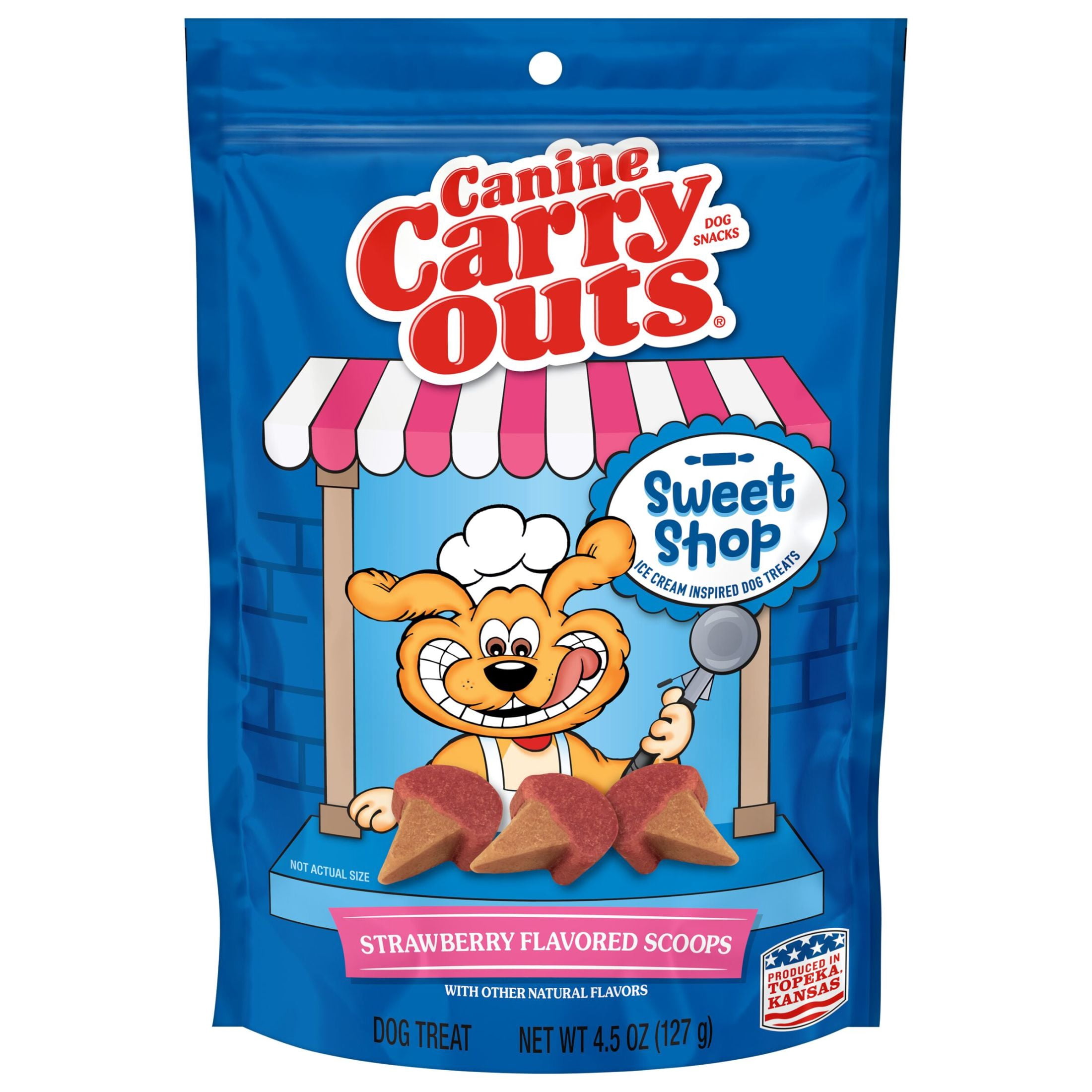 (2 pack) Canine Carry Outs Sweet Shop Strawberry Flavored Scoops with Other Natural Flavors, Chewy Dog Treats, 4.5 oz Bag