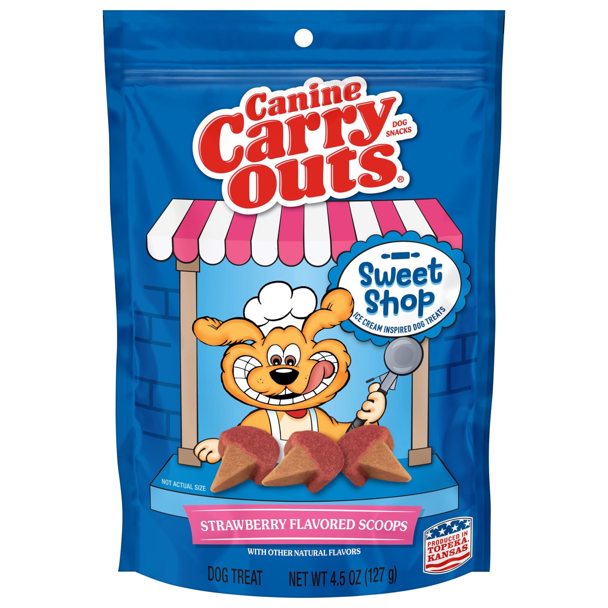 Canine Carry Outs Sweet Shop Strawberry Flavored Scoops with Other Natural Flavors, Chewy Dog Treats, 4.5 oz Bag