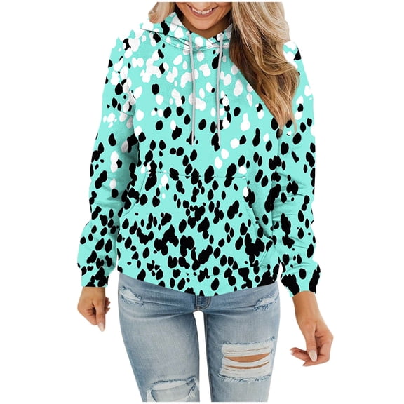 Hilzaten Hooded Tops for Women Long Sleeve Casual Loosse Pullover Womens Print Sweatshirt