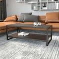 thumbnail image 2 of Flash Furniture Thompson Collection Charcoal Wood Grain Finish Coffee Table with Black Metal Frame, 2 of 6