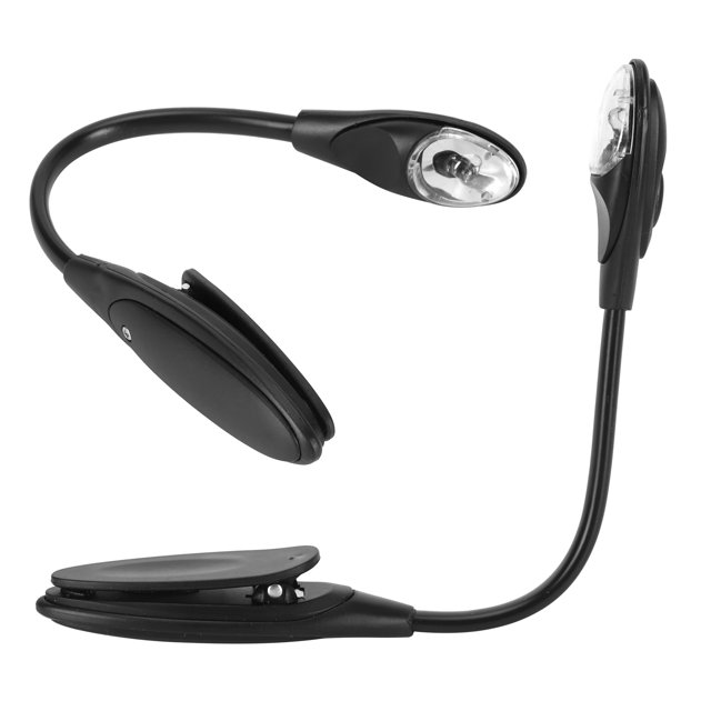Lámpara Mini LED Luz De Libro Lámpara De Lectura Flexible Portátil Con Abrazadera Para Dormitorio Viajes Negro