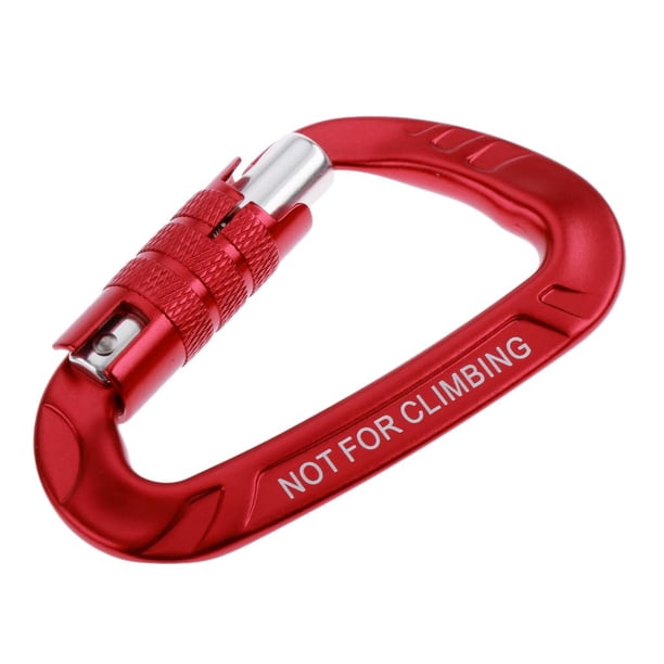 Mosquetón de aluminio con anilla en D, autoblocante, para llavero, con gancho y hebilla para colgar en hamaca, 12 kN Vino rojo
