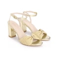 thumbnail image 3 of BLISSFUL STEP Raffia Open Toe High Heels Sandal Ankle Strap Block Heel Sandals for Women Beige (Size 6.5), 3 of 8