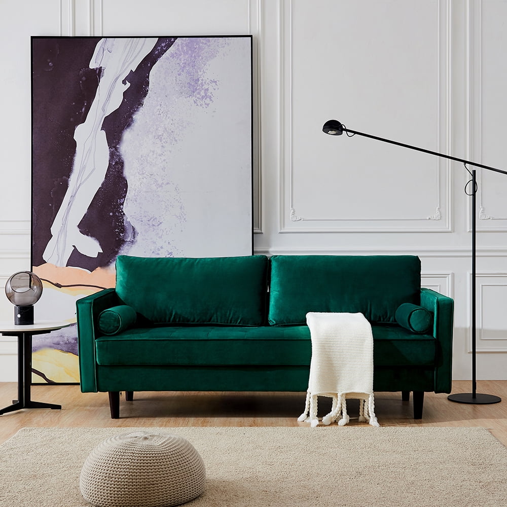 Kepooman Mid-Century Modern Velvet Fabric Loveseat Sofa Bed for Living Room, 79"W Emerald Kepooman Mid-Century Modern Velvet Fabric Loveseat Sofa Bed for Living Room, 79"W Emerald