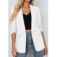 thumbnail image 3 of PRETTYGARDEN Women's Spring Blazers Business Casual Outfits Open Front Ruched 3/4 Sleeve Lightweight Work Suits Jackets, 3 of 9