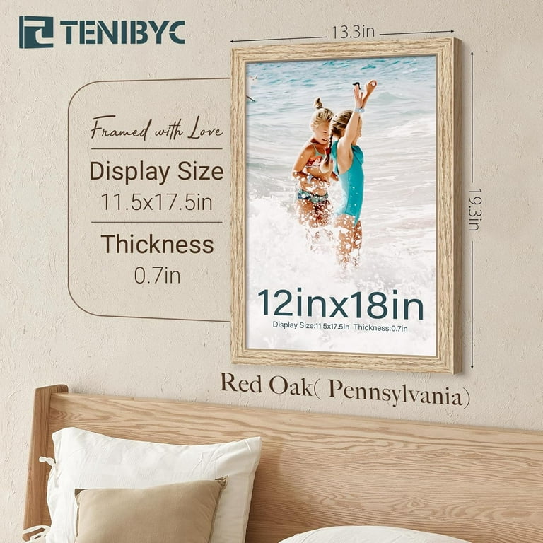 TENIBYC 8x10 Walnut Picture Frame 3-Pack - Natural Solid Wood Frames With HD Glass