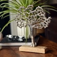 thumbnail image 3 of Iconic Tree of Life Table Top Figurine, Made by Hand, Silver Aluminum, Mango Wood Base, 9.75 Inches, 3 of 14