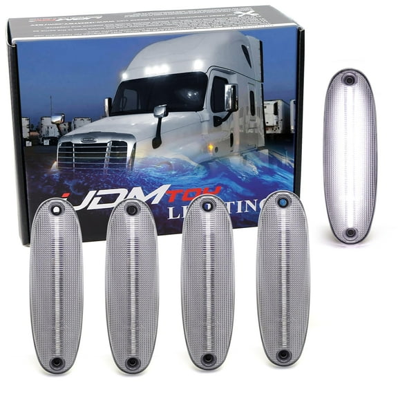 5-Piece Semi-Clear Lens White LED Exterior Decorative Lights Fits Freightliner Cascadia, Argosy Semi-Truck