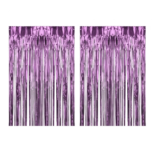 2 cortinas con flecos de aluminio para decoración de fiestas, versátiles fondos para fotomatón. Rosa claro