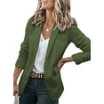 thumbnail image 1 of Innerwin Blazers Solid Color Women Cardigan Jacket Work Shawl Neck Slim Fit Business Jackets ArmyGreen L, 1 of 6