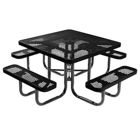 Coated Outdoor Furniture Black Portable Picnic Table, Expanded Metal, Made in USA (46" Square Top)