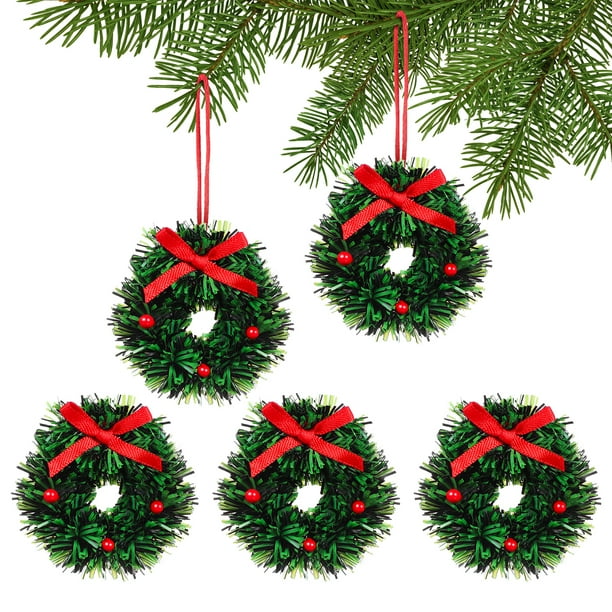GOOHOCHY 5 adorables mini coronas navideñas, adornos para casas de muñecas (DIY)