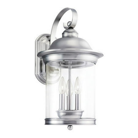 Sea Gull Hermitage Outdoor Wall Lantern - 19.75H in. Antique Brushed Nickel