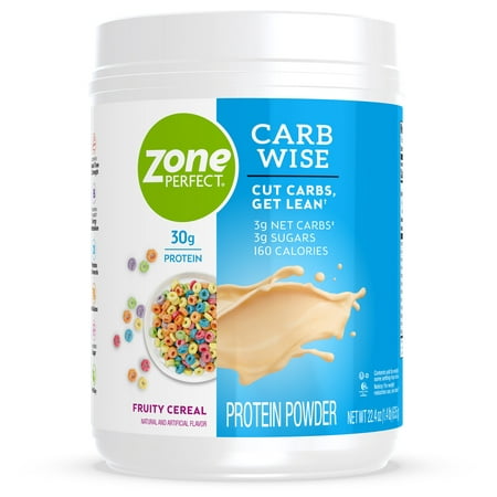 ZonePerfect Carb Wise High-Protein Powder, Fruity Cereal Flavor, For A Low Carb Lifestyle, With 30g Protein, 22.4 oz, 2