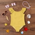 thumbnail image 5 of Abcomgle Toddler Girl Swimsuit 4t Solid One Piece Little Girls Swimsuit Ruffled Stretchy Girls Bathing Suit, 5 of 7