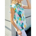 thumbnail image 3 of Asyoly Womens Tops Summer Boho Floral Print Funnel Neck Sleeveless Shirts Ruffle Stand Collar Loose Blouses, 3 of 6