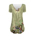 thumbnail image 3 of Gibobby Playera Manga Corta para Mujer Camiseta verano para mujer, camiseta informal con cuello en V, manga corta, con botones(Verde de menta,M), 3 of 4