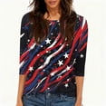 thumbnail image 4 of HAVUITYY Independence Day 3/4 Sleeve Sweaters for Womens, Fashionable American Flag 4th of July Womens Tops, Women's Lightweight Spring Casual Blouse, 4 of 5