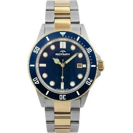 Rotary Mens Aquaspeed Blue Steel Gold Watch - ROTARY-AGB00027-W-05