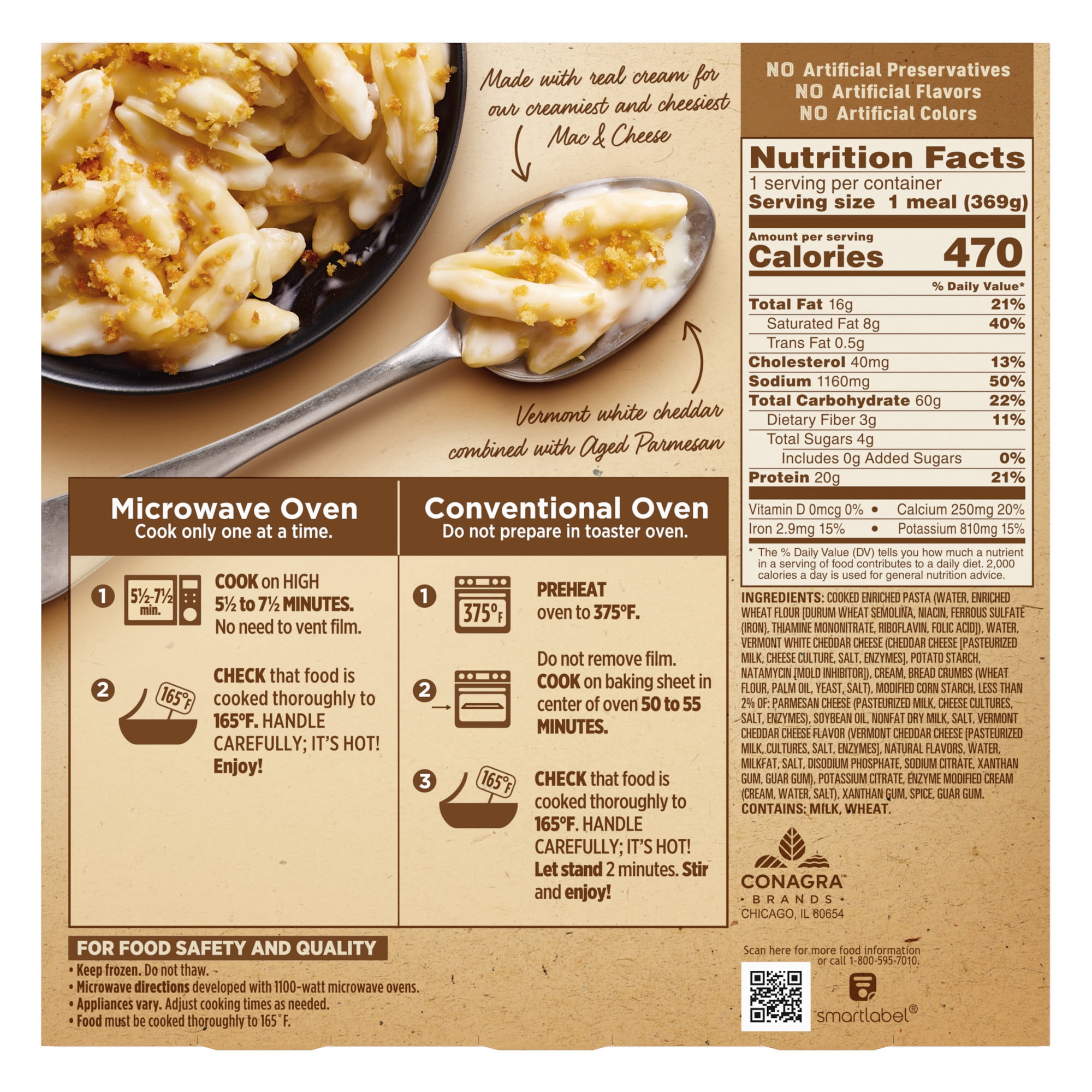 Marie Callender's Vermont Cheddar Mac & Cheese, Frozen Meal, 13 oz. Bowl
