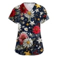 thumbnail image 2 of 4th of July Scrubs Top for Women V Neck Short Sleeve Nursing Uniform American 250th Anniversary Soft Stretchy Holiday T Shirts, 2 of 4