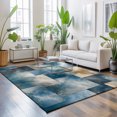 thumbnail image 3 of 5'x7' Area Rugs, Abstract Fluid Art Indoor Outdoor Area Rug for Living Room Bedroom, Geometric Modern Blue Brown Color Block Washable Bathroom Rugs Kitchen Floor Carpet Mats Home Decor Aesthetic, 3 of 8