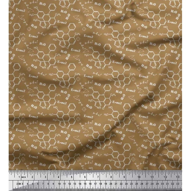 Soimoi Japan Crepe Satin Fabric Chemical Formula Education Theme Print Fabric by Yard 42 Inch Wide