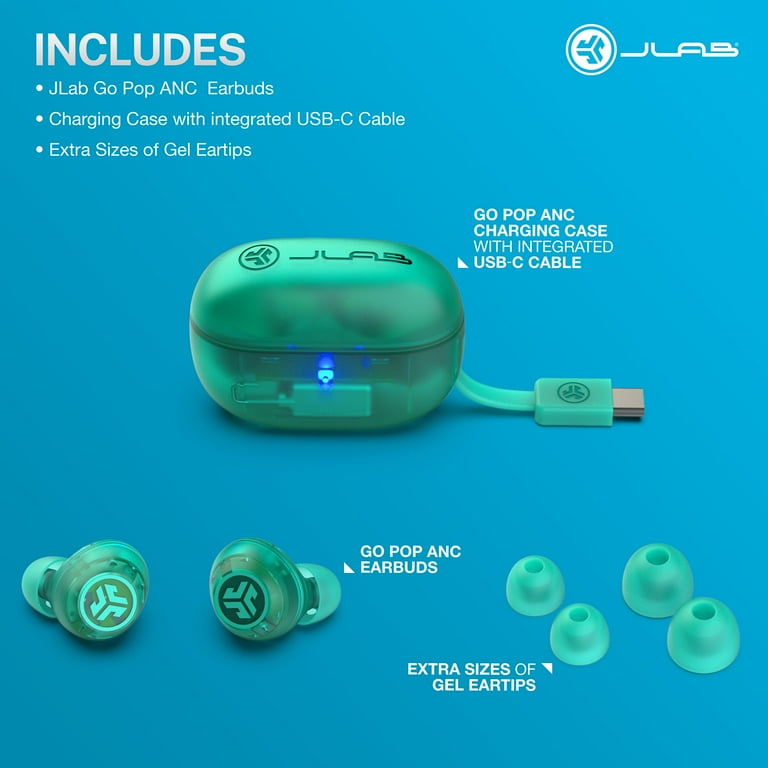 JLab GO Pop Active Noise Cancelling Bluetooth Earbuds, 24+ Hrs