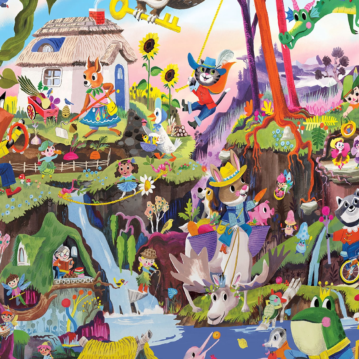 eeBoo: Fairies & Tales - 36 Piece Giant Puzzle - 24.4" x 20" Jigsaw, Oversized Colorful High-Quality Pieces, Childrens Fantasy Puzzle, Kids Ages 4+