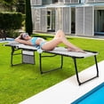 thumbnail image 4 of Gymax 2 PCS Folding Chaise Lounge Portable Lay Flat Reclining Chair w/ 4-Level Backrest Side Pocket Gray, 4 of 10