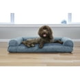 thumbnail image 5 of FurHaven Pet Products Faux Fur & Velvet Pillow Sofa Pet Bed for Dogs & Cats - Harbor Blue, Large, 5 of 9