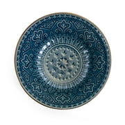 Elama Deepsea Mozaic 16 Piece Round Stoneware Dinnerware Set in Sea Blue