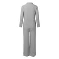 thumbnail image 5 of HJYCHN Women Summer Two Piece Outfit Set with Long Sleeve Blouse and Flowy Wide Leg Pants for Casual Comfort and Beach Wear Grey XL, 5 of 5