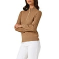 thumbnail image 4 of INSPIRE CHIC Women's Casual Turtleneck Long Sleeve Buttons Trendy Fall Winter Basic Blouse Sweater XS Brown, 4 of 6
