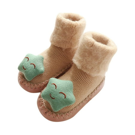 

Entyinea Baby Sock Shoes Non-Skid Slipper with Soft Soles Breathable Walk Socks Shoes for Girls Boys Beige 11