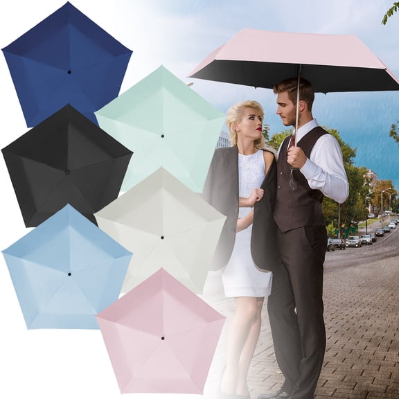 Apeya Ultra Lightweight 103g Folding Umbrella, Beige Mini Pocket Travel Sun Rain Umbrella with UPF 50 Plus Black Coating for Women, Purse and Daily Commute