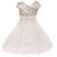 thumbnail image 2 of Big Girl Illusion Neckline Floral Sequin Shiny Pageant Flower Girl Dress USA Off White 12 JKS 2116 BNY Corner, 2 of 5