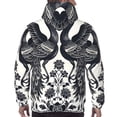 thumbnail image 7 of Wukai Artistic Black White Peacocks Print Men Hoodies Fleece Sweatshirts Long Sleeve Sweaters Pullover Fall Outfits Winter Clothes-4X-Large, 7 of 7